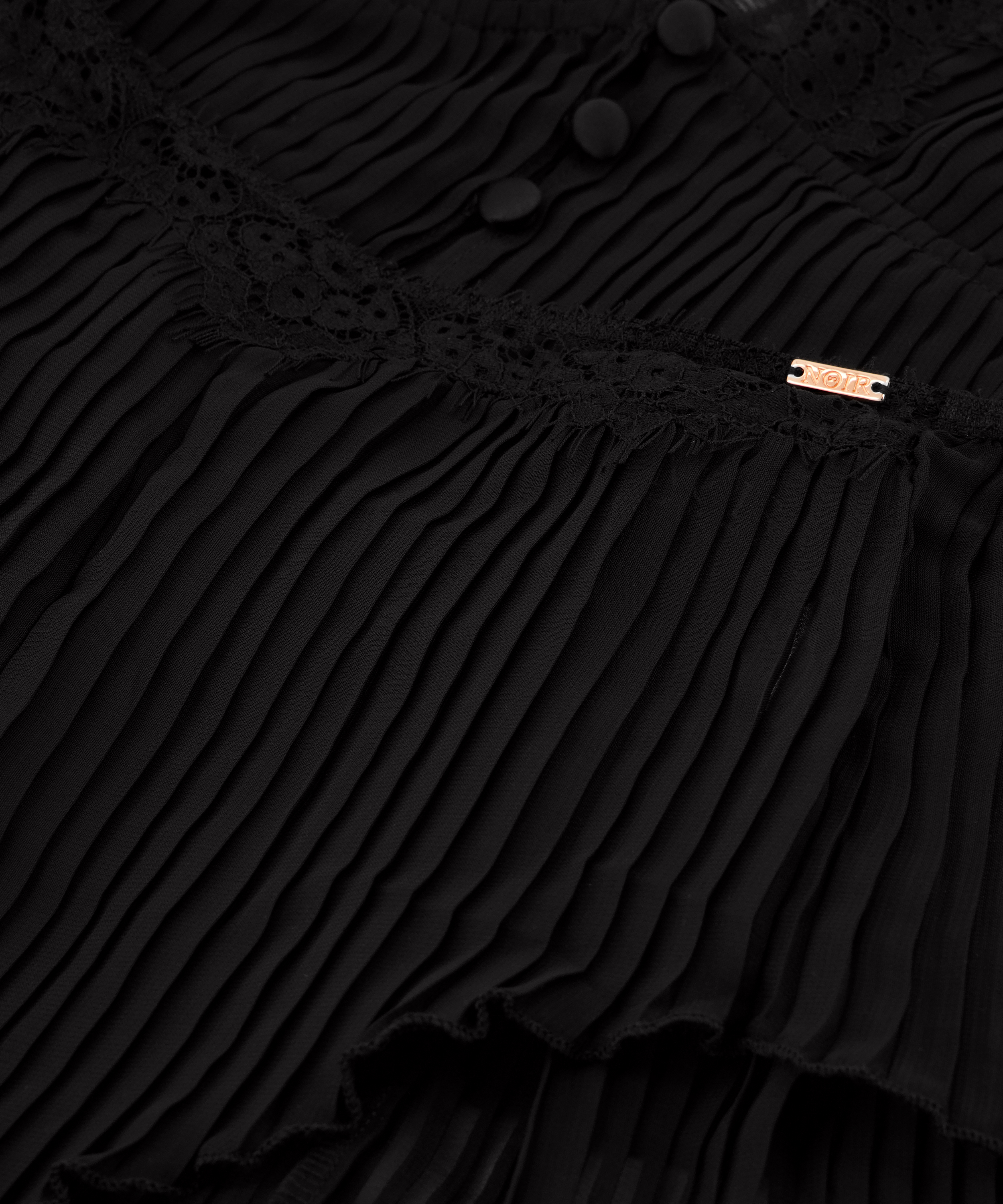 Chiffon Plisse Cami Set, Black, main