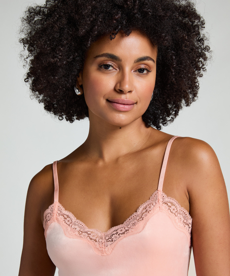 Velours Lace Cami Top, Pink