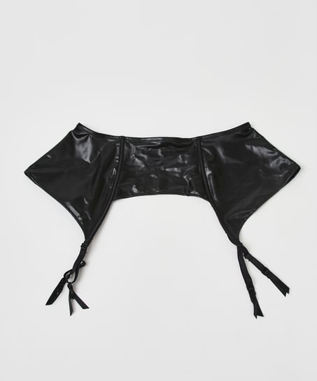 Private leather-look suspenders, Black