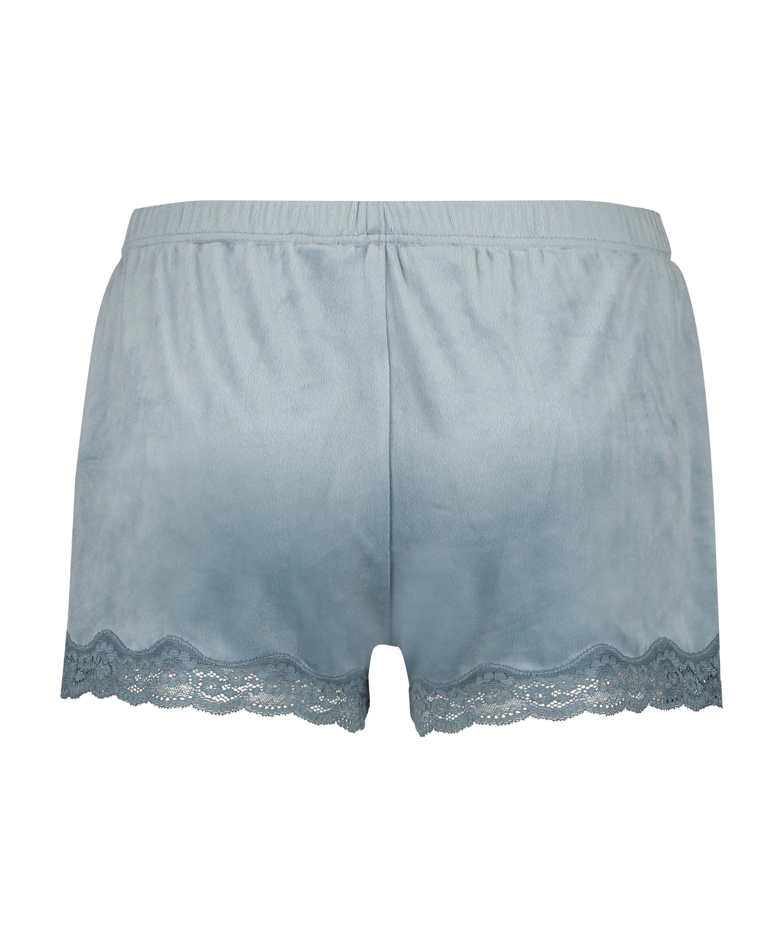 Velvet lace shorts, Blue, main