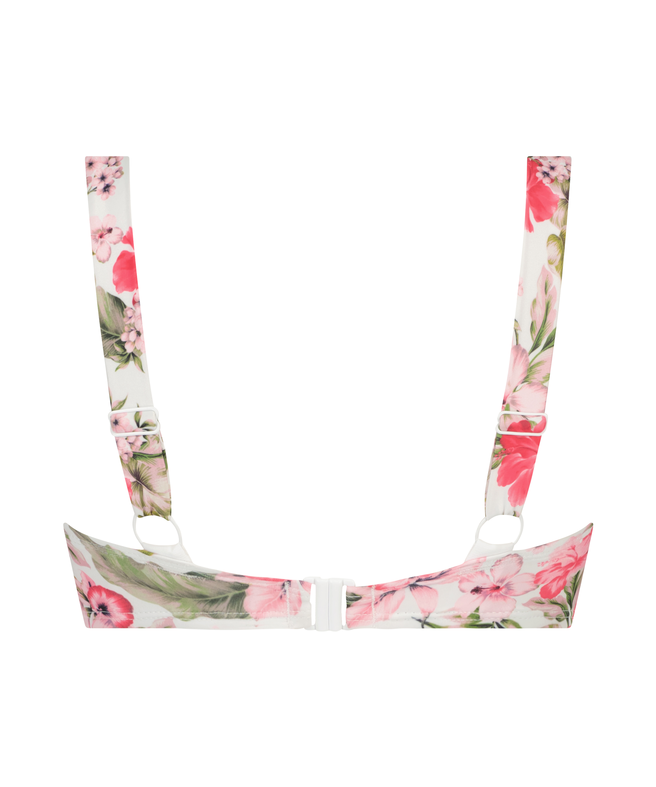 Tropical Padded Bandeau Bikini Top, White, main