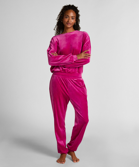 Velours Jogging Pants, Pink