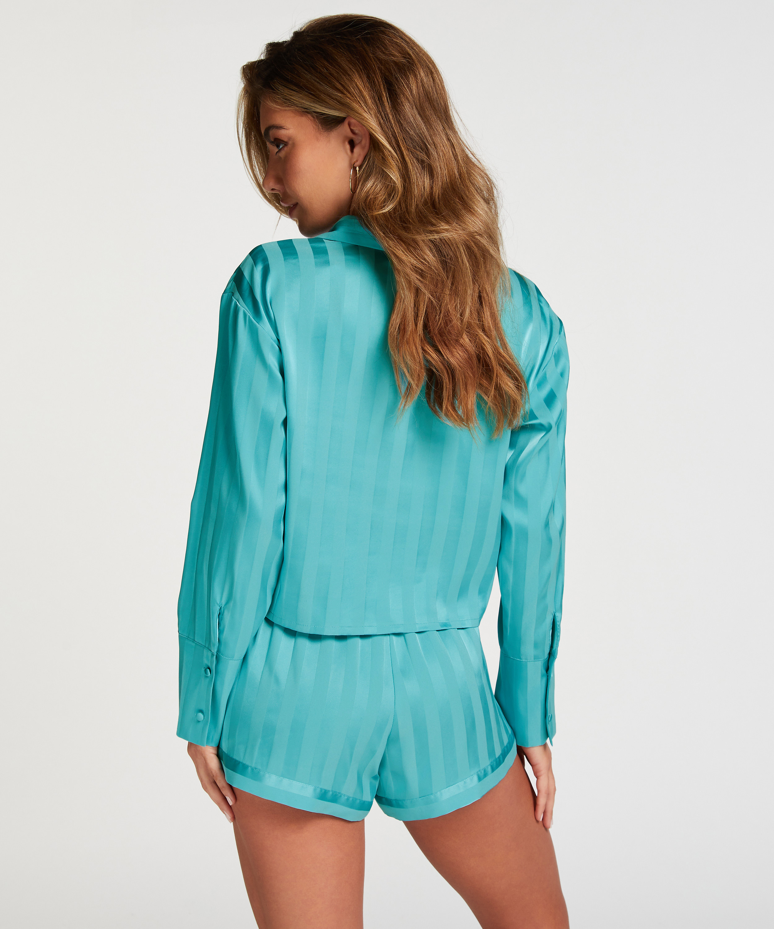 Satin pyjama shorts, Blue, main