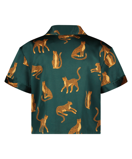 Satin Short-Sleeved Jacket, Green