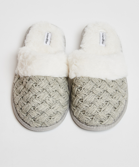 Fancy Knit slippers, Grey