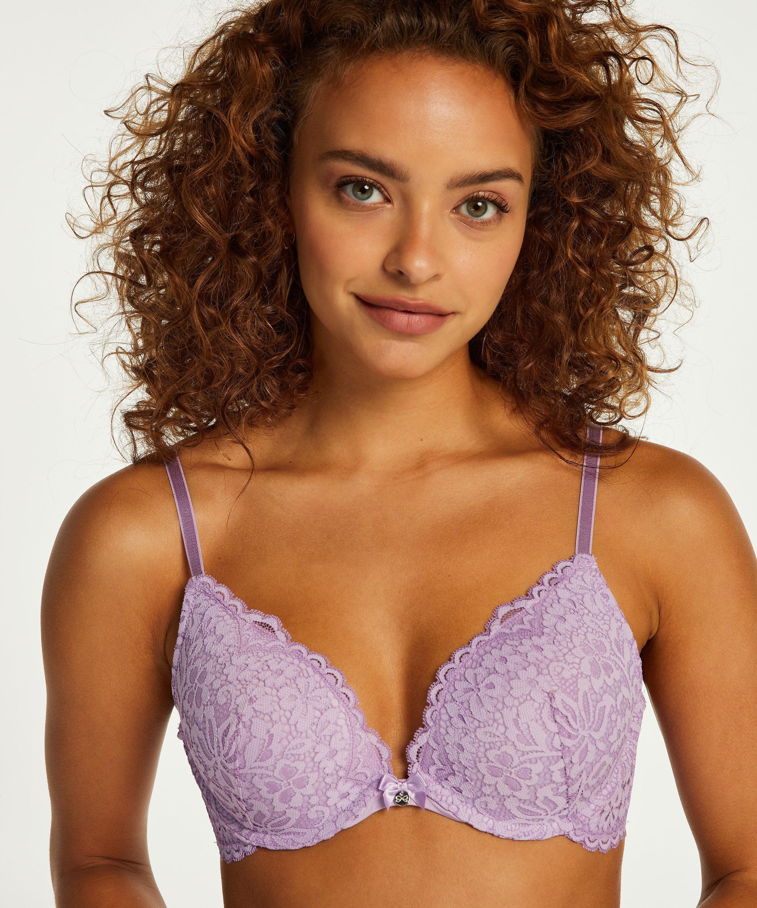 Rose padded push-up bra, Purple, main