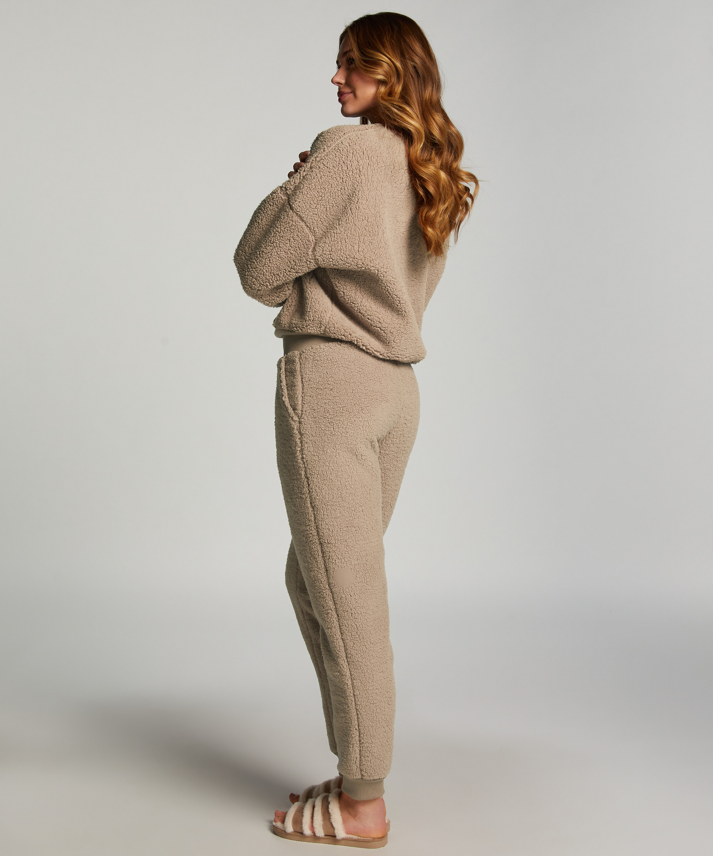 Fleece Joggers, Brown, main