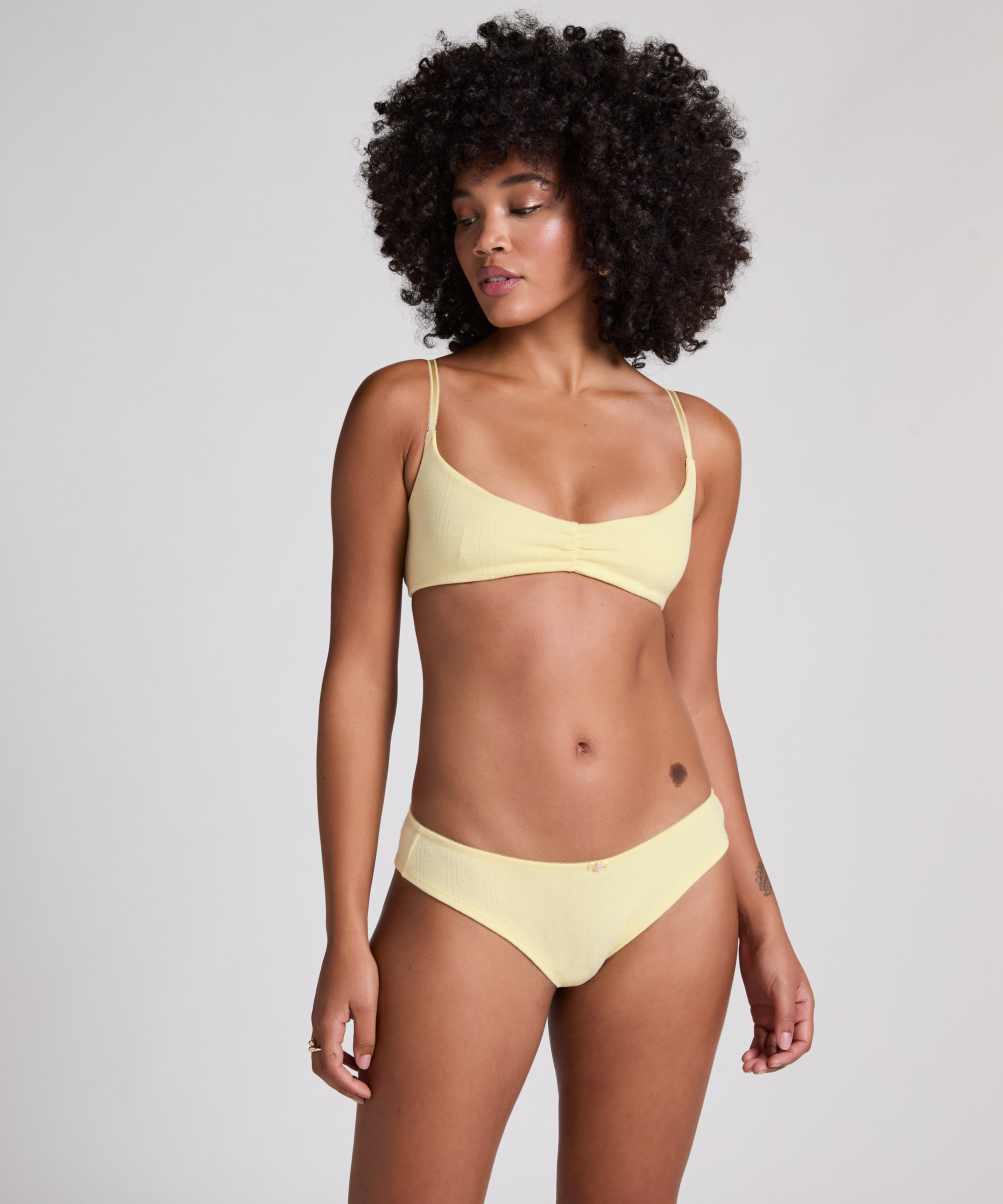 Pointelle Bralette, Yellow, main