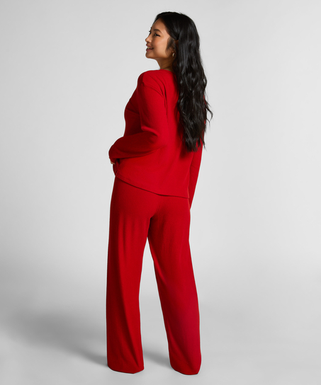 Jersey Long-Sleeved Pyjama Top, Red