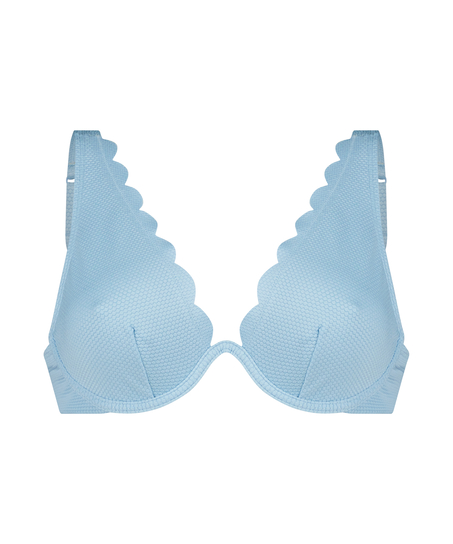 Scallop Non-Padded Underwired Bikini Top, Blue