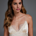 Silk Lace Slip Dress, Beige