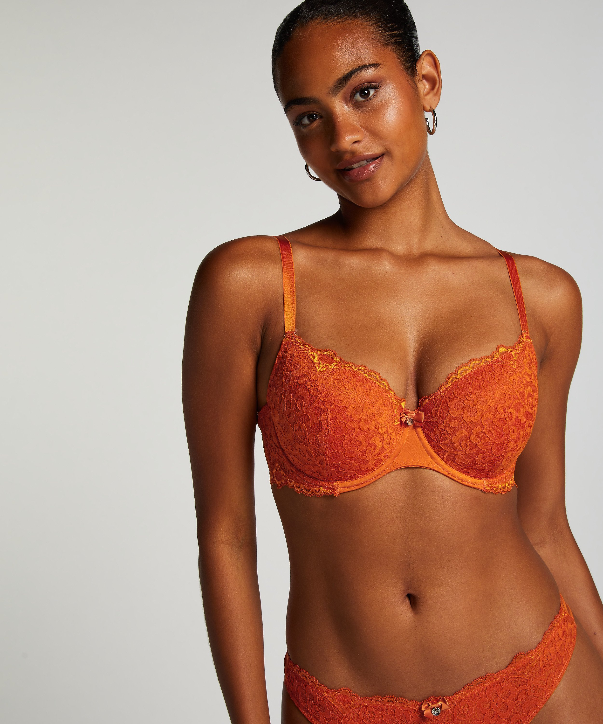 Marine Padded Underwired Bra, Orange, main