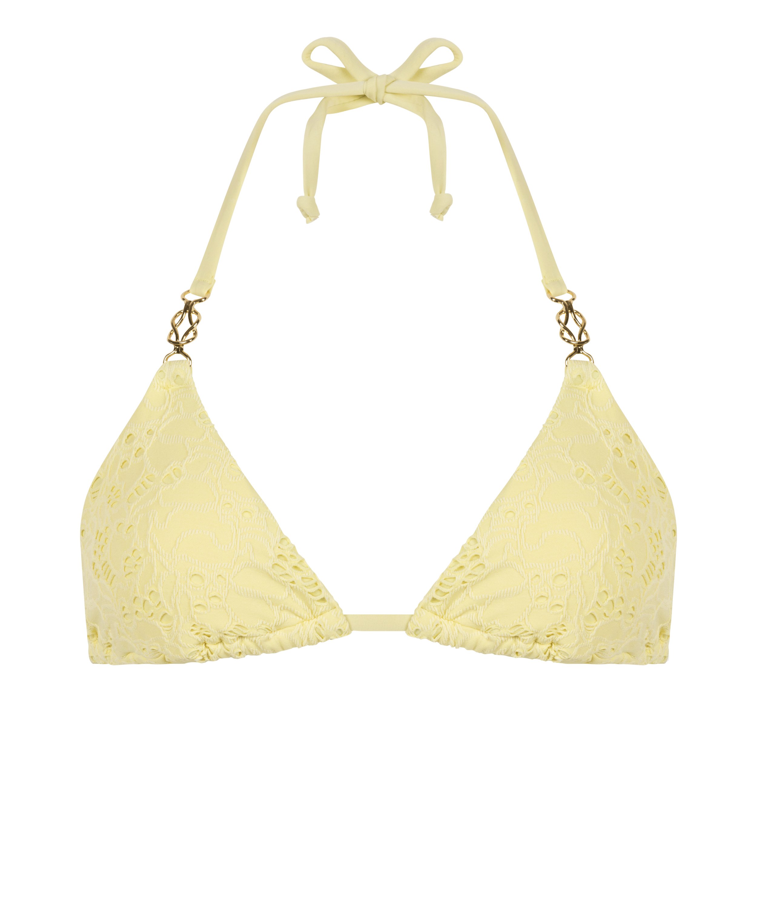 Triangle Crochet Bikini Top, Yellow, main