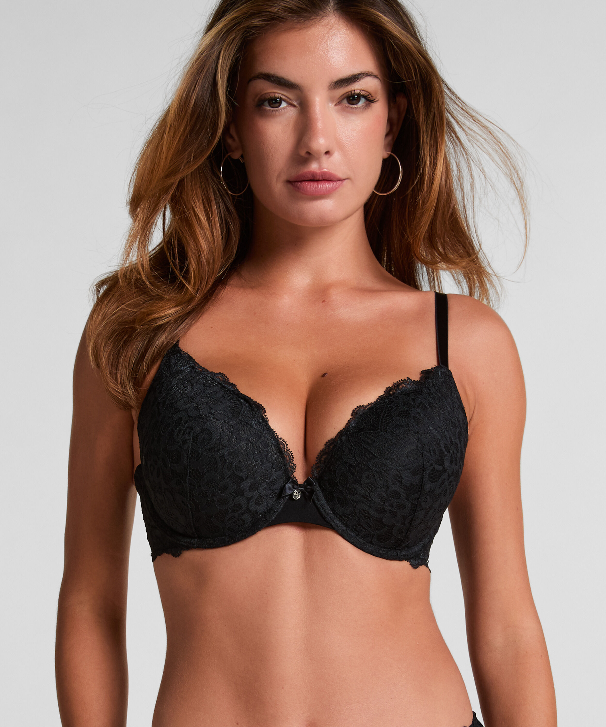 Marine Padded Underwired Push-Up Bra, Black