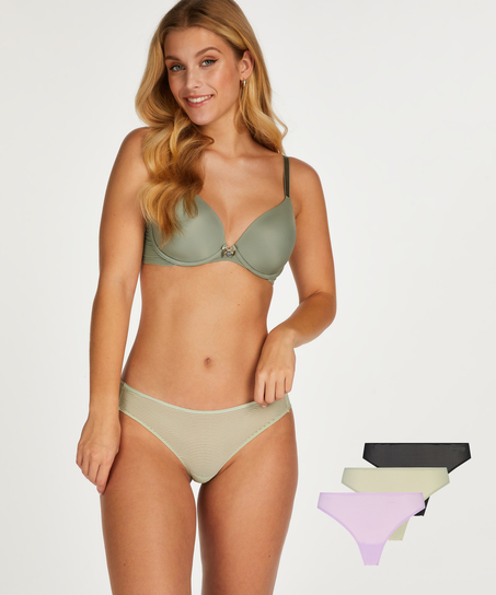 3-Pack Invisible Thong Stripe Mesh, Purple