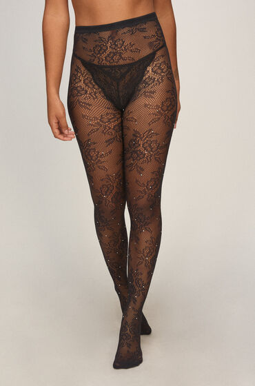 Hunkemöller Tight Allover Lace Rhinestones Black