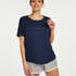 Short sleeve pyjama top in brushed jersey, Blue
