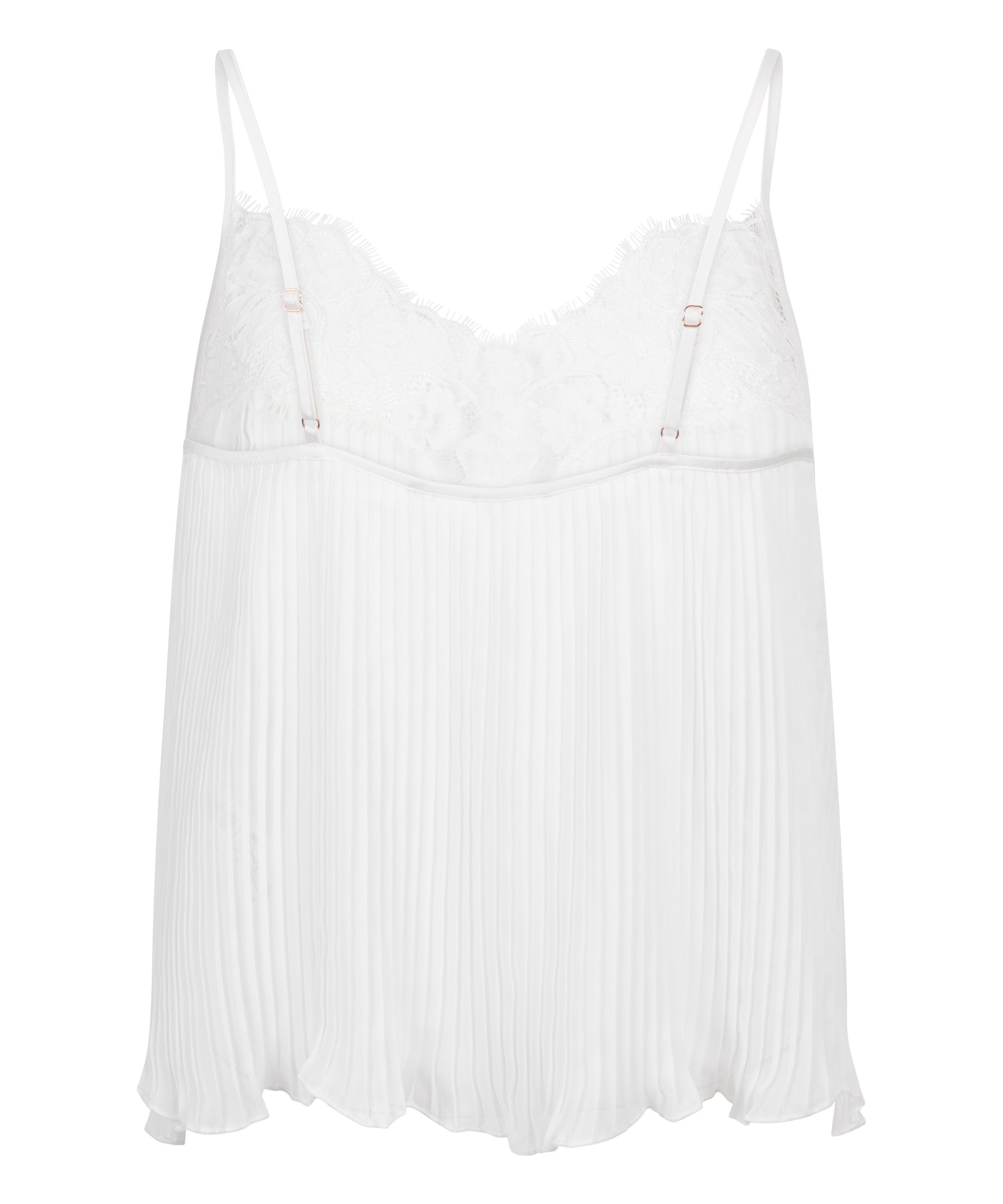 Plisse Lace Cami, White, main