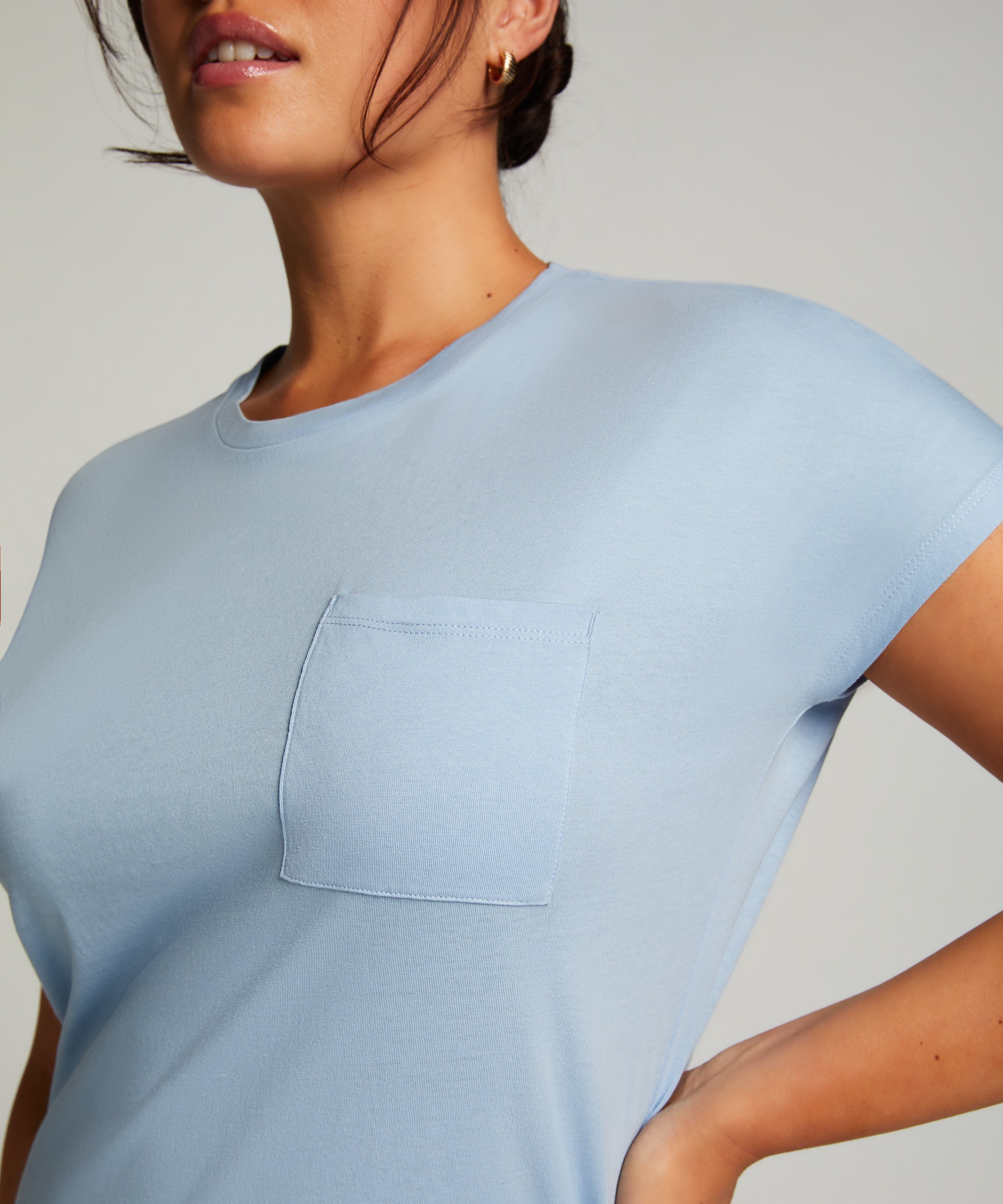 Round Neck Nightshirt, Blue, main