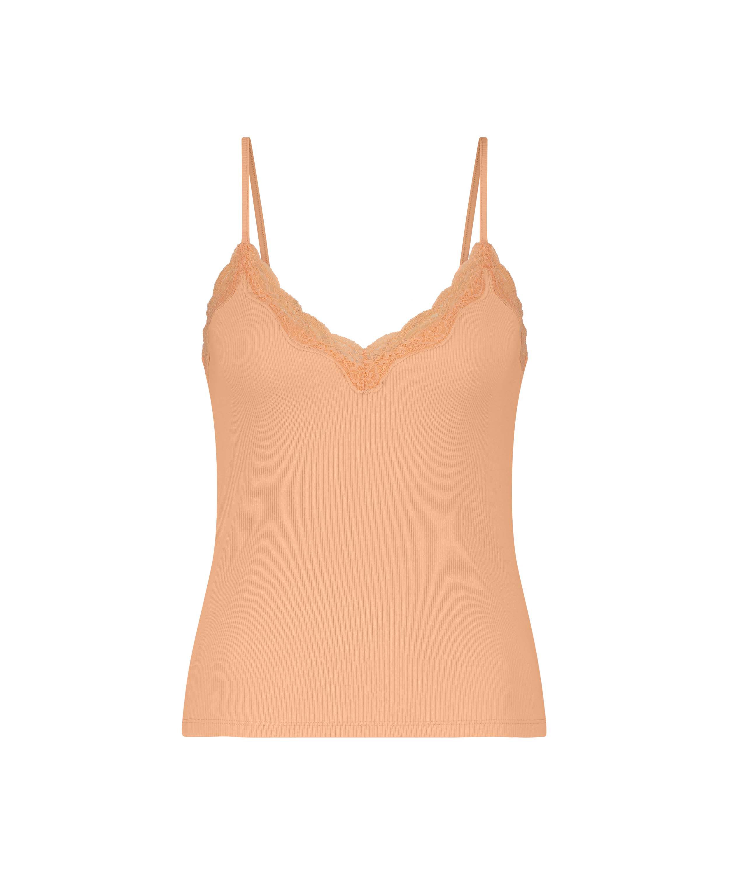 Cami Rib Lace Top, Pink