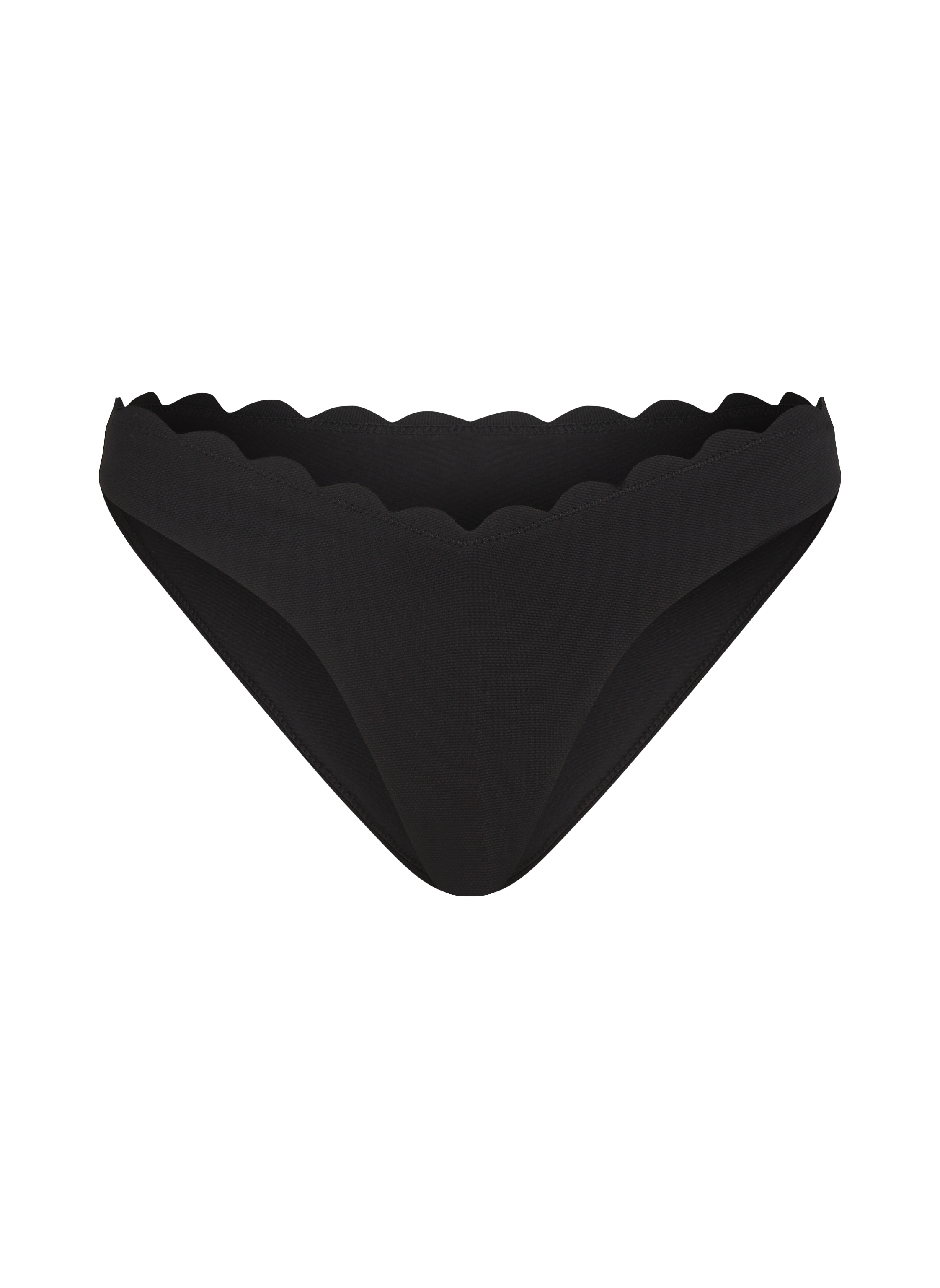 Scallop High-Leg Bikini Bottoms, Black, main
