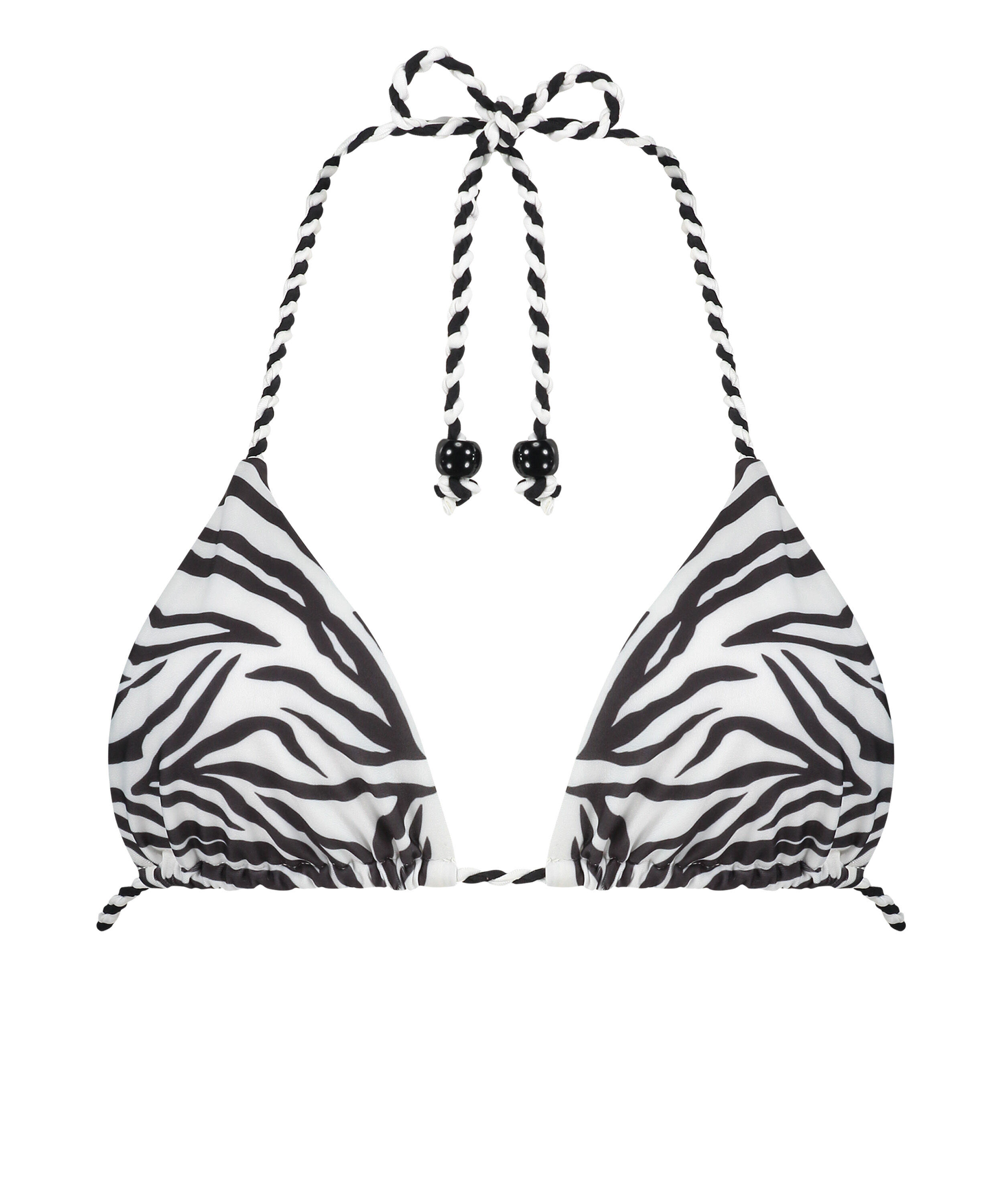 Doha Zebra Triangle Bikini Top, White