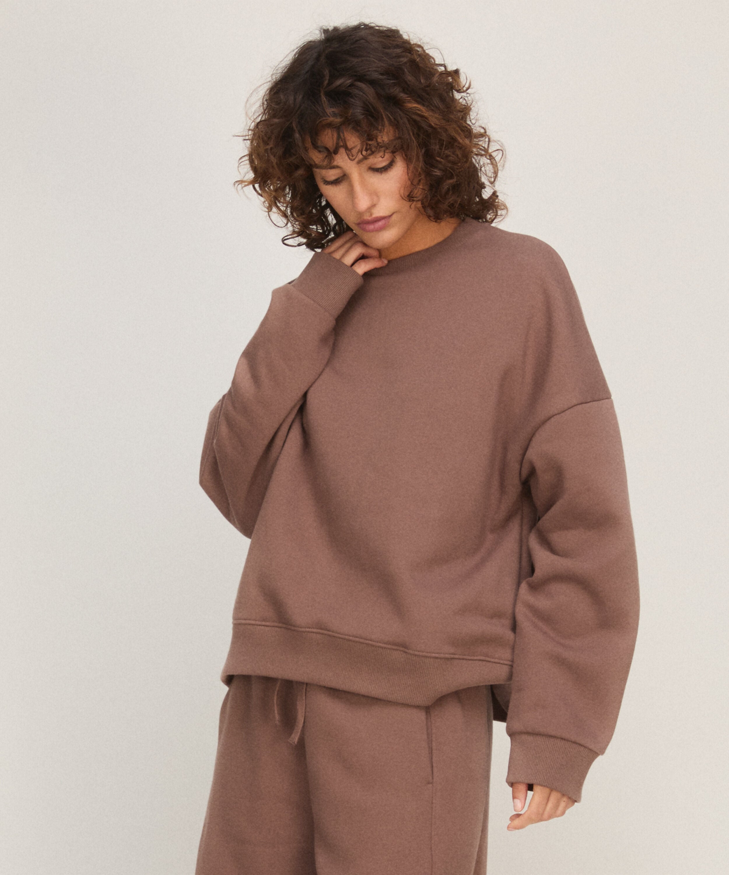 Top Crew Brushed Sweat, Brown Top Crew Brushed Sweat, Brown