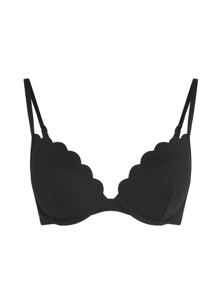 Scallop push-up underwired bikini top Cup A - E, Black
