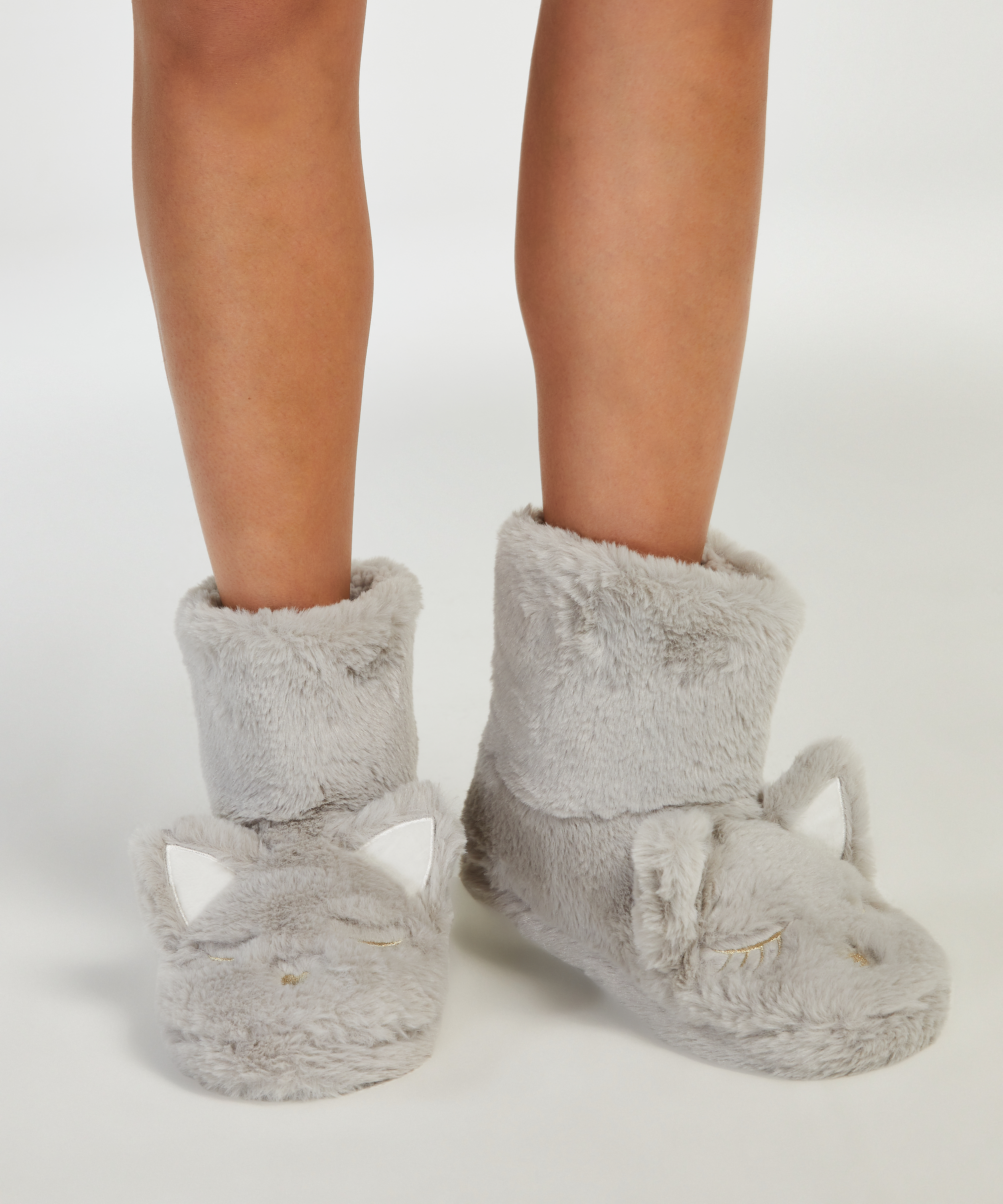 Cat Slippers, Grey, main