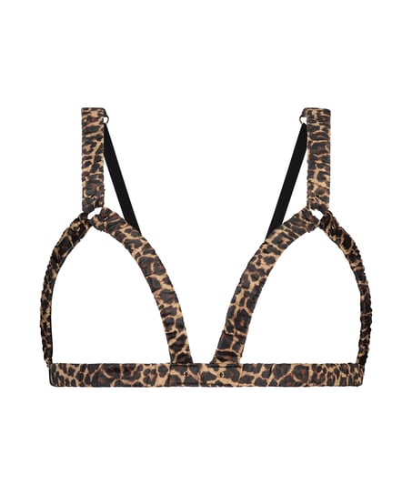 Satin Leopard Bralette, Black