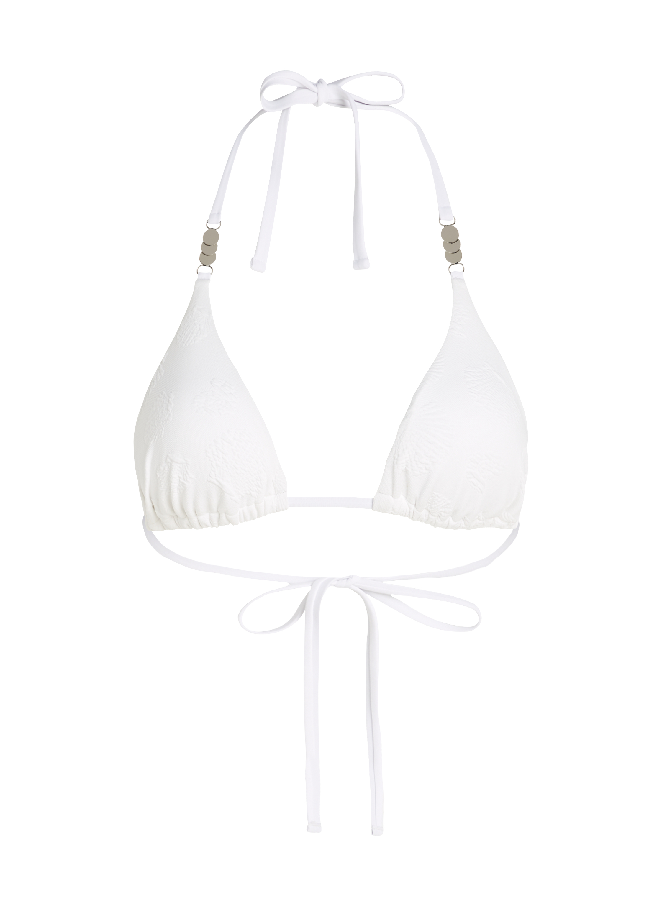 Seashell Triangle Bikini Top, White, main