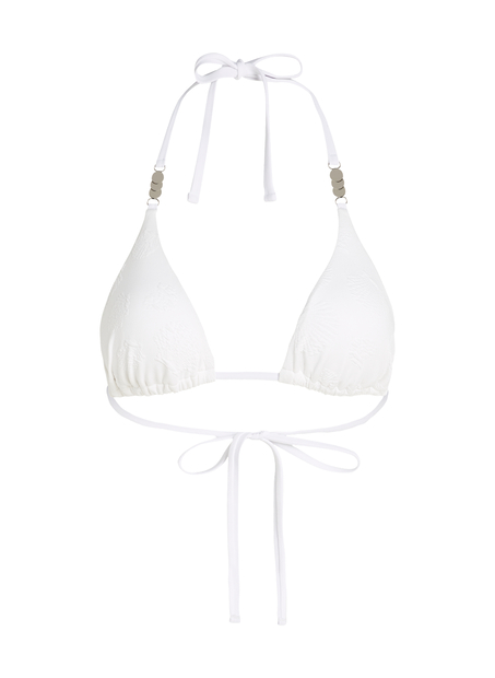 Seashell Triangle Bikini Top, White