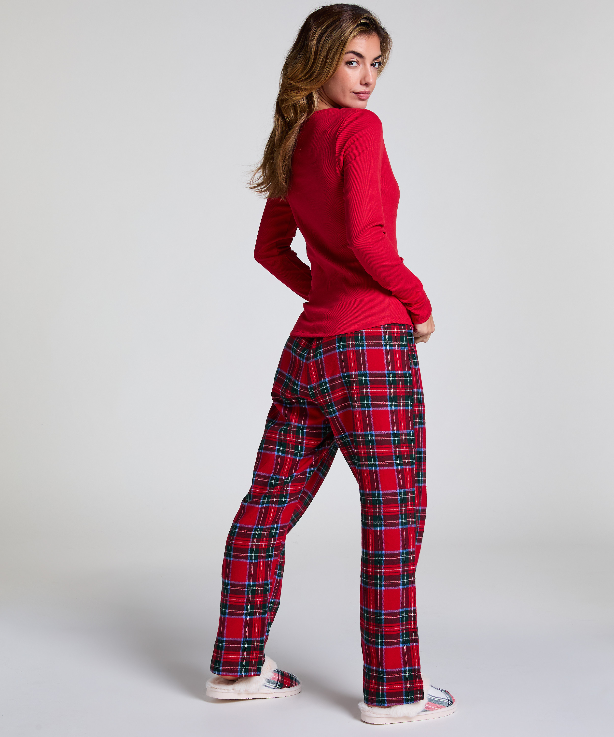 Top V-neck long sleeves, Red, main