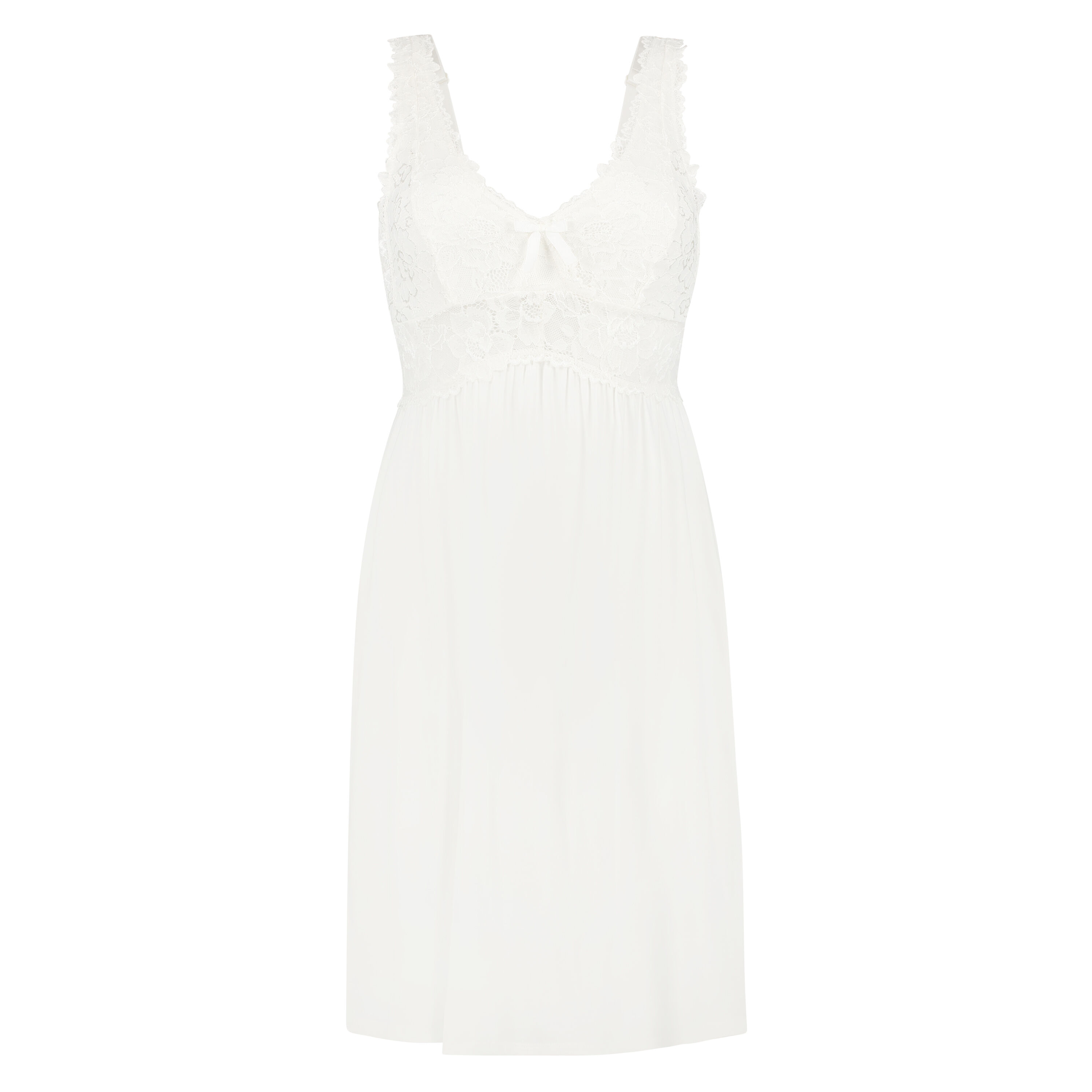 Modal Lace Slip Dress, White