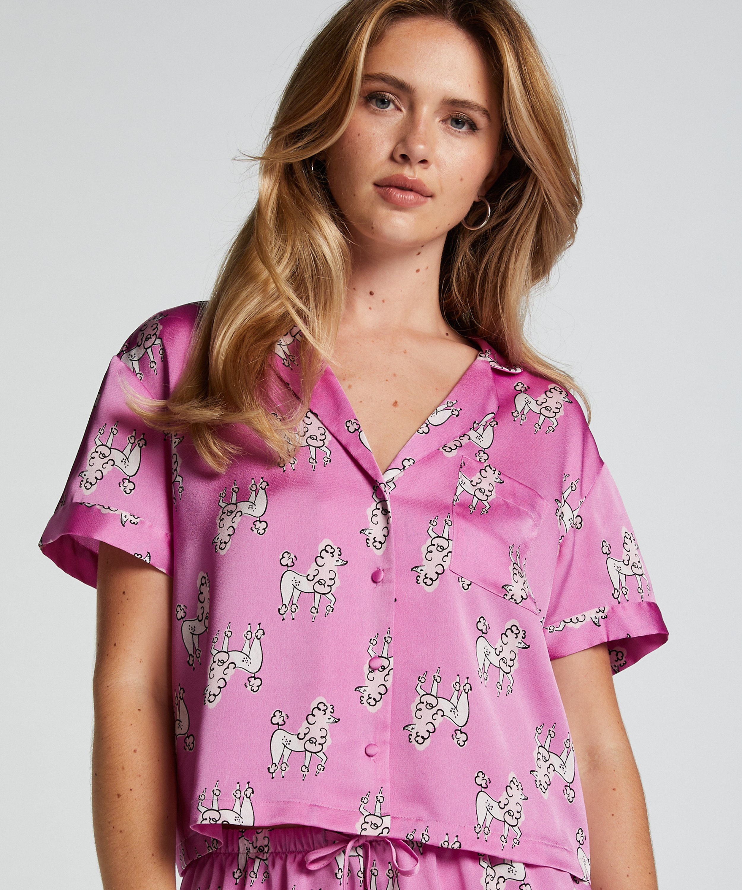 Satin Short-Sleeved Jacket, Purple, main