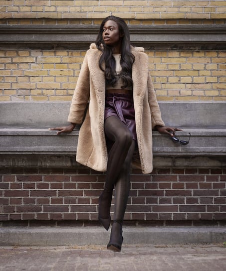 Rhinestone 15 Denier Fishnet Tights, Black