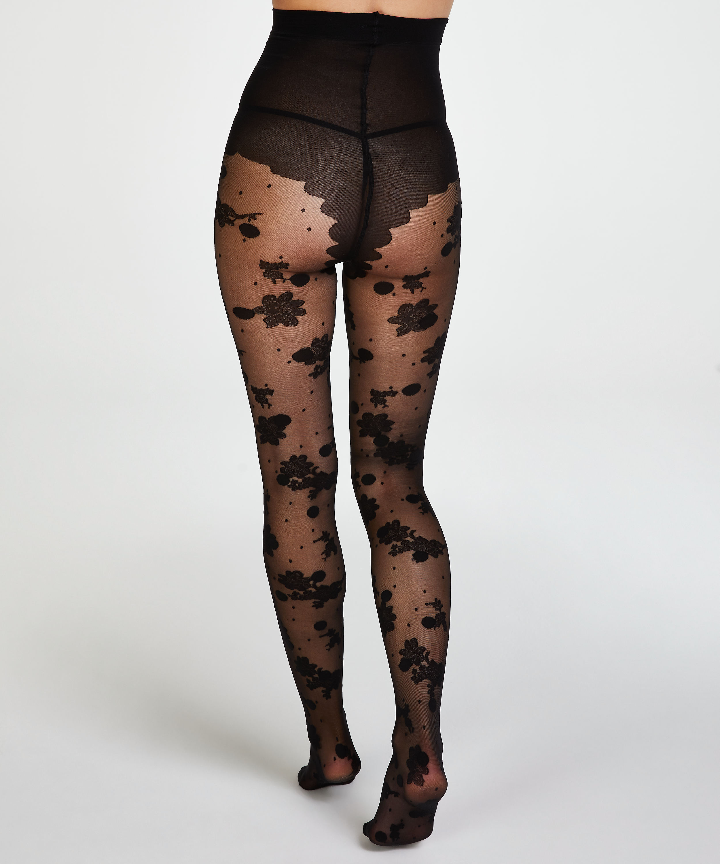 20 denier lacy spots tights, Black, main