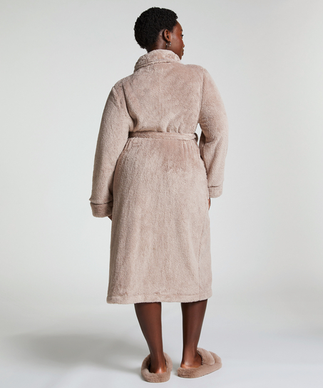 Fleece Bathrobe, Beige