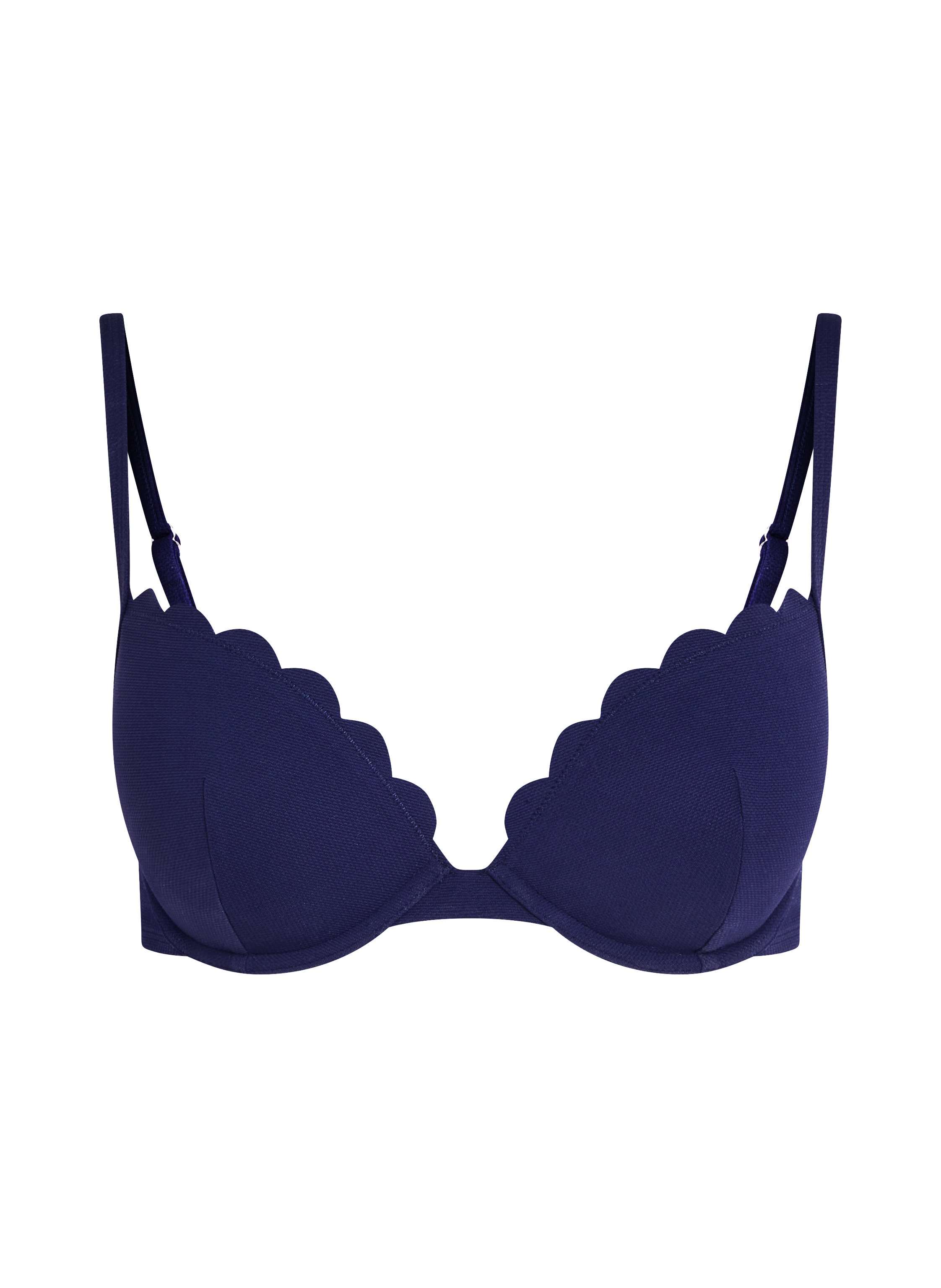 Scallop push-up underwired bikini top Cup A - E, Blue, main