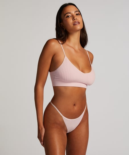 Invisible Stripe Mesh Thong, Pink