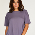 Rib Short-Sleeved Top, Purple