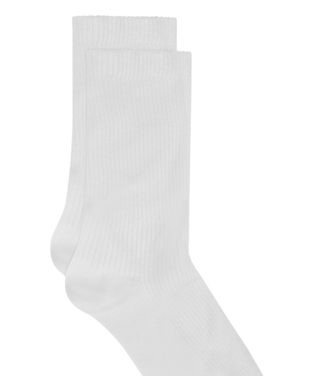 Rib Modal Crew Socks, White