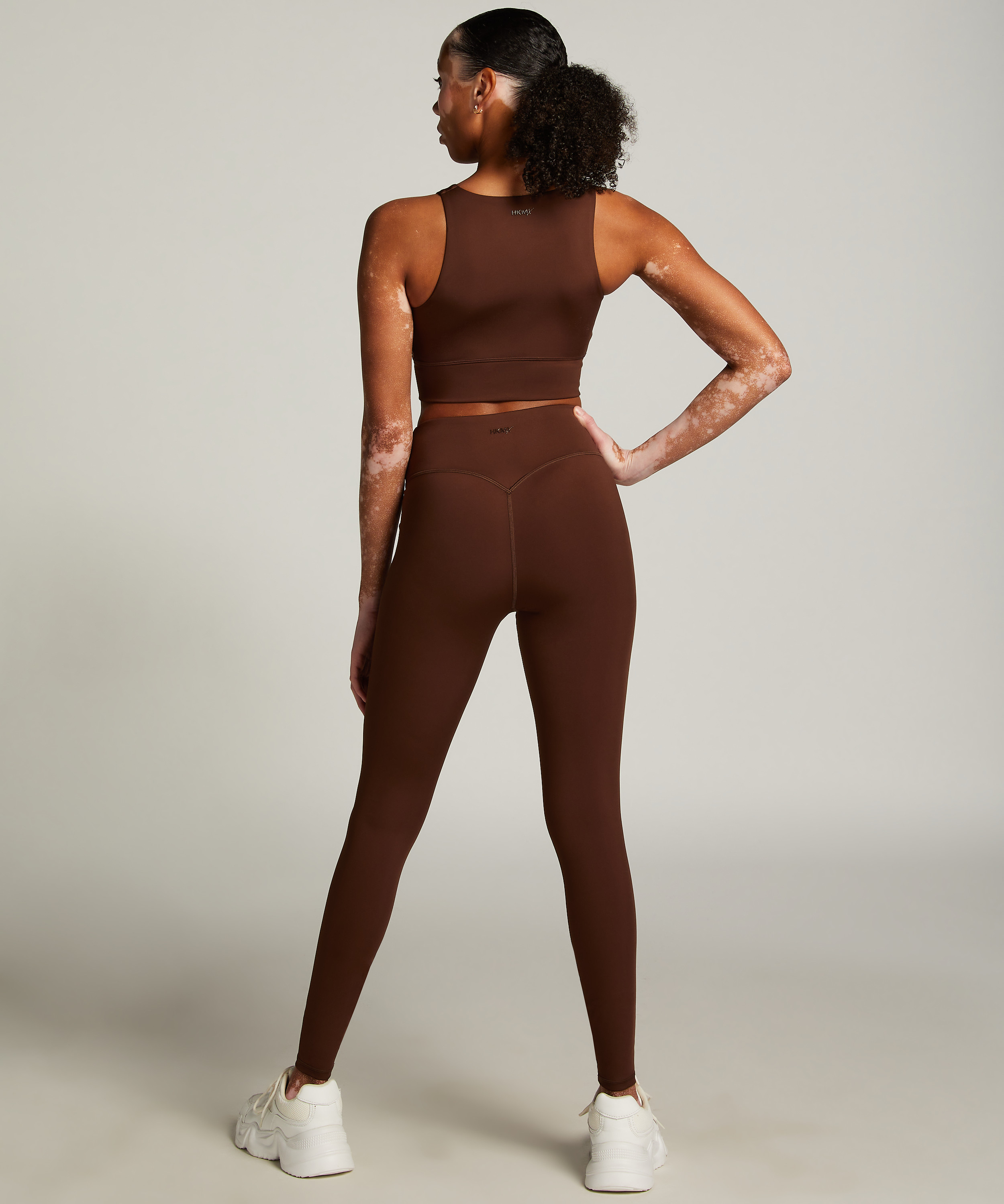 HKMX Crossed High Waisted Leggings, Brown, main