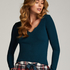 Top V-neck long sleeves, Blue