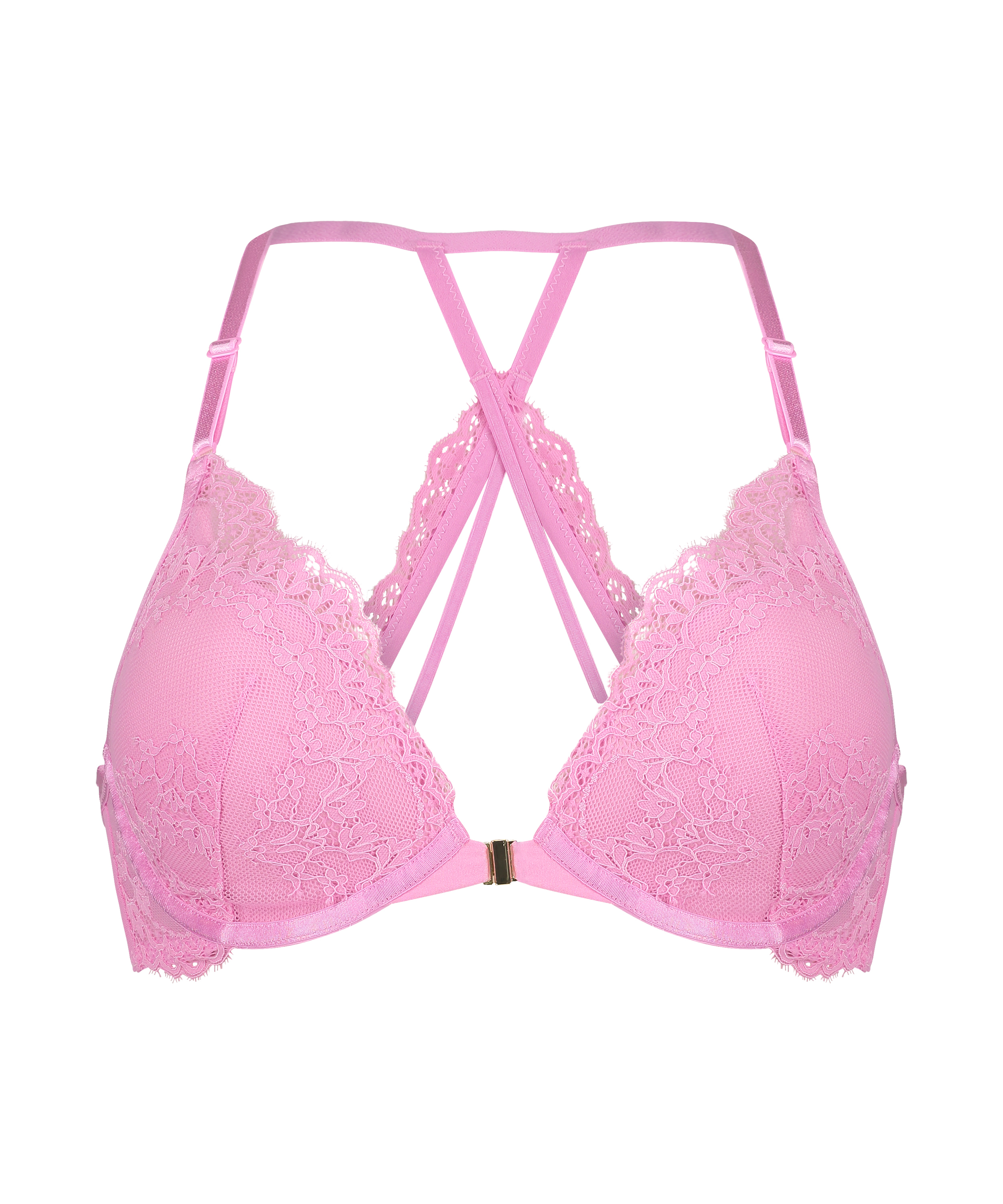 Daisy Padded Underwired Push-Up Bra, Pink, main