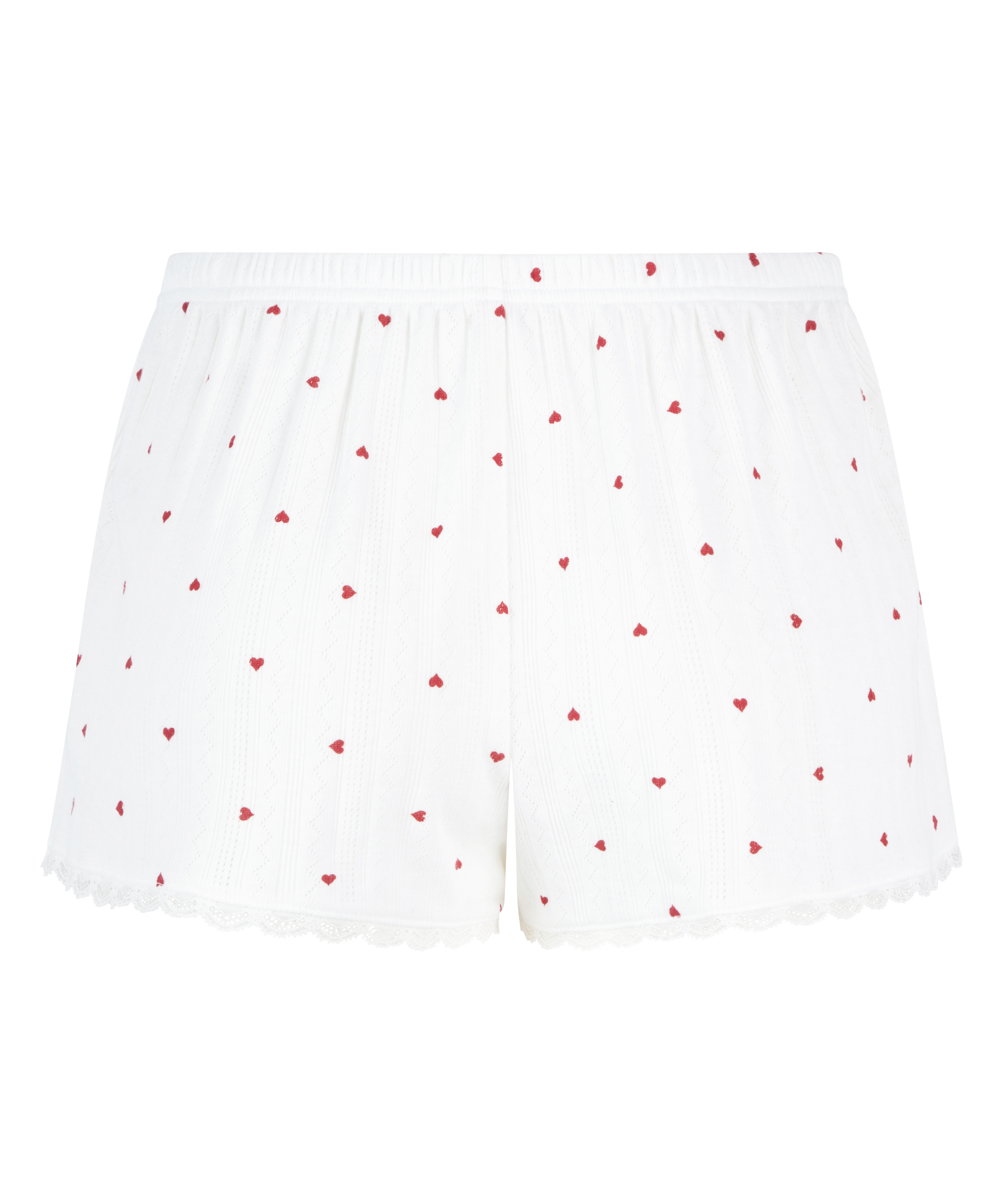 Pointelle Pyjama Shorts, White, main