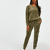 Velvet Jogging Pants Cargo, Green