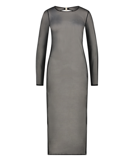 Long Sheer Dress, Black