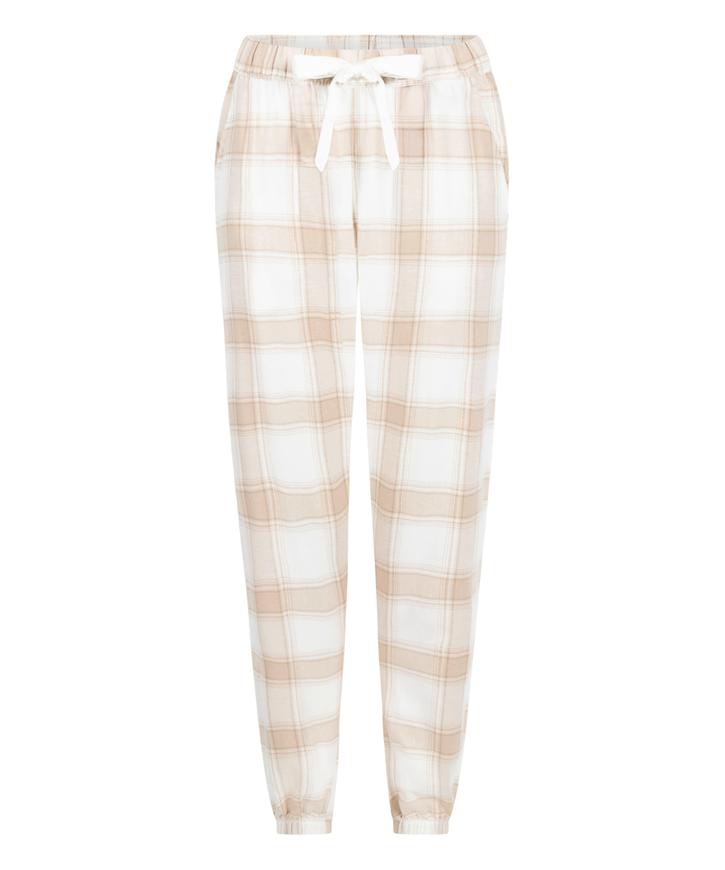 Flannel Pyjama Pants, Beige, main