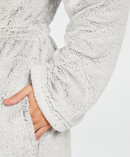 Fleece Bathrobe, Grey